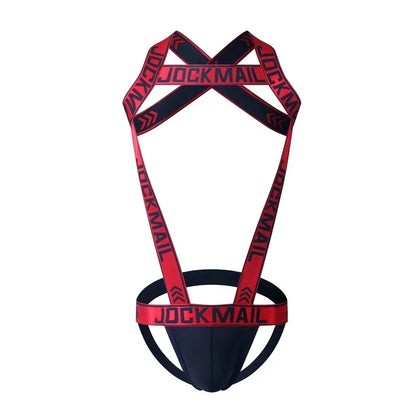 Men's Jockstrap Underwear Bodysuit Suspender Jumpsuits Sexy Lingerie Men Harness Hollow Out Bondage Elastic Hole Erotic Costume