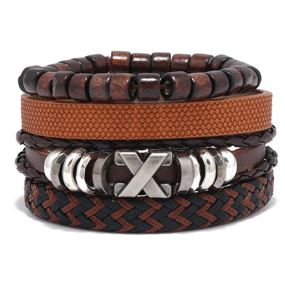 Modyle Multi-layer Gothic Leather Bracelet Set Punk Viantage Wings Charms Handwoven Bracelets for Men Jewelry Gifts
