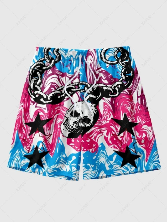 Men's Hawaiian 3D Cartoon Y2K Pattern Beach Shorts Quick Dry Outdoor Leisure Sports Shorts Fashion Men's Shorts