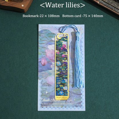 Van Gogh Monet Oil Painting Metal Bookmark Hollow Art Book Mark With Tassel, Vintage Reading Accessories Gift For Book Lovers