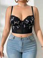 Women's Floral Embroidery Lace Push Up Bra With Underwire Longline Shaping Side Support Minimizer Comfortable Bra
