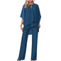 Spring Summer Women's 2-piece Set Ruffled Pullover Shirt Straight Pants Office Luxury Commuting Fashion Simple Irregular Sets