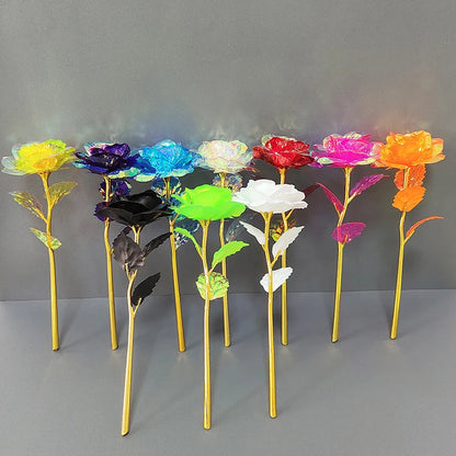 Valentine's Day Creative Gift 24K Foil Plated Rose Gold Rose Lasts Forever Love Wedding Decor Lover Lighting Roses Creative Gift