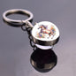 Horse Pattern Keychains White Brown Horse Racing Double Sided Glass Ball Pendant Key Chain Fashion Animal Jewelry Keyring Gift