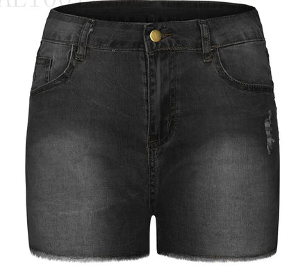 Shorts Denim Washed Women Jeans Tassel Solid High Waist Pockets Sexy Skinny Distressed 2025 Vintage Streetwear Spliced