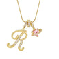 Fashion Letter Necklace for Women Pink Zircon Heart-shaped Pendant Suitable for Girls to Wear Personalized Gold-plated Jewelry