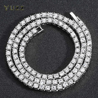 Hip Hop 5MM Tennis Chain Iced Out Bracelet Necklace Men Fashion Silver Color Tennis Jewelry Chains Women 20inch Choker Punk Gift
