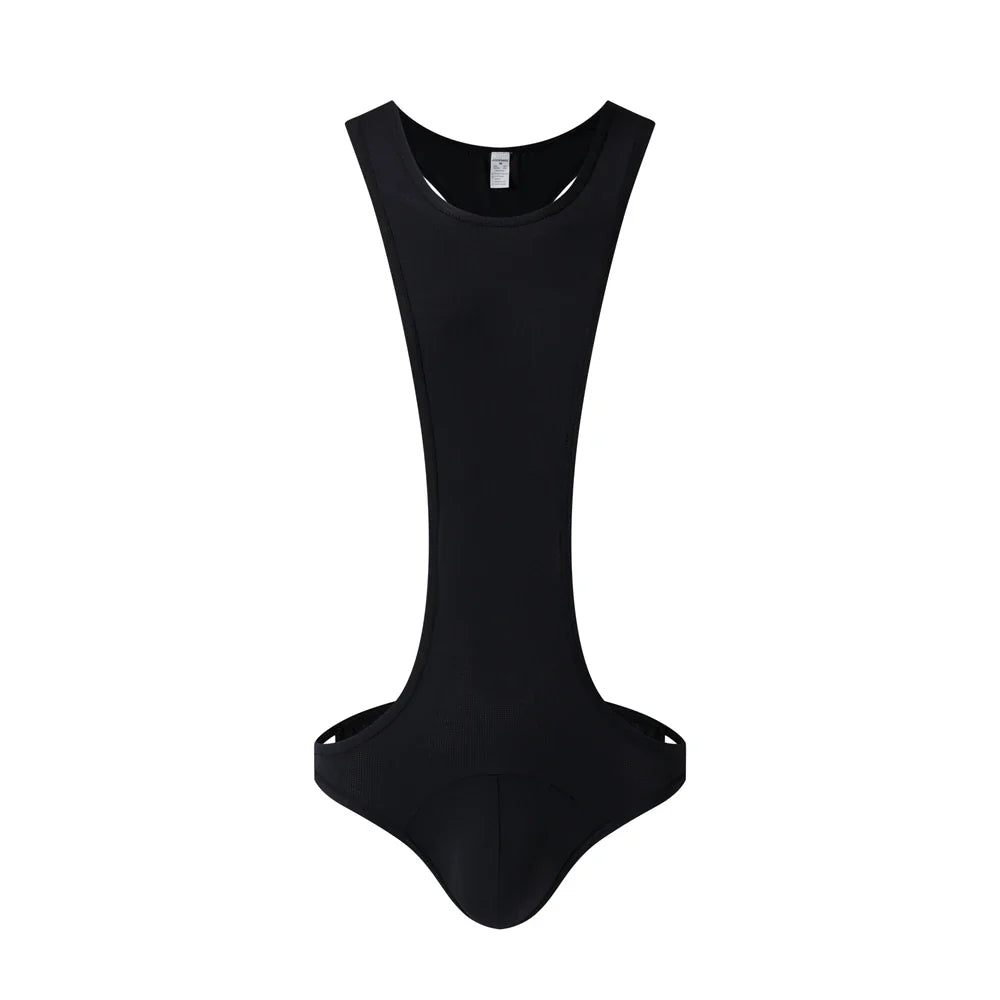 Sexy Men Bodysuits Jockstrap Ultra-thin Ice Silk Transparent Jumpsuit Wrestling Singlet Gay Underwear Lingerie Erotic Undershirt
