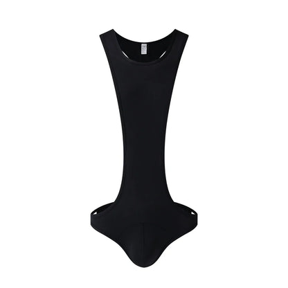 Sexy Men Bodysuits Jockstrap Ultra-thin Ice Silk Transparent Jumpsuit Wrestling Singlet Gay Underwear Lingerie Erotic Undershirt