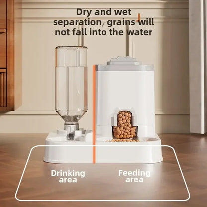 Automatic Cat & Dog Water Dispenser with Integrated Food Basin No