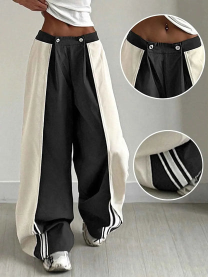 Women’s Color Block Wide Leg Stripe Pants Streetwear