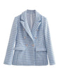 Klacwaya Blazer Women Shorts Sets Woman 2 Pieces Chic Office Lady Suit Skirt And Jacket Plaid Female Suits