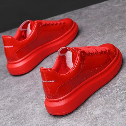 Brand Men's Shoes Black Glossy Casual Men Shoes White Fashion Couple
