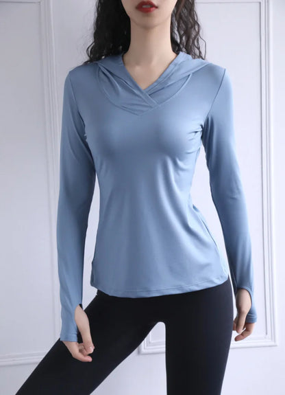 BreatheFit Women's Long Sleeve Yoga Hoodie Top