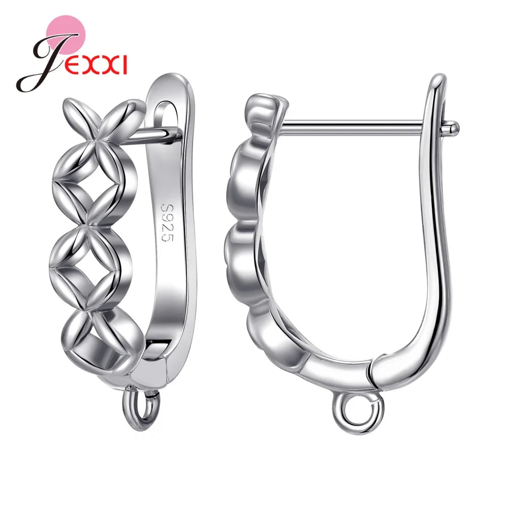 Fashion DIY Cubic Zirconia Earrings Hook Rhinestone 925 Sterling Silver Earring Findings For Handmade Jewelry Accessories