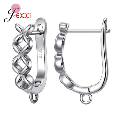 Fashion DIY Cubic Zirconia Earrings Hook Rhinestone 925 Sterling Silver Earring Findings For Handmade Jewelry Accessories