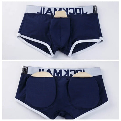 JOCKMAIL Brand sexy men underwear bulge enhancing men Boxer include Penis pad and hips buttocks double Removable push up cup