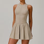 Zipper Fit Sleeveless Yoga Jumpsuit & Skirt Set