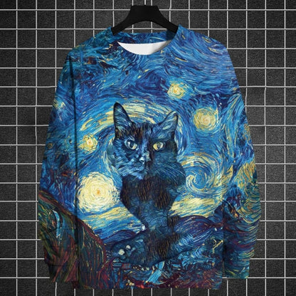 Animal Sweatshirts For Men Long Sleeve T-Shirt Tops 3d Oil Paint Animal Print Sweatshirt Pullover Loose Oversized Men Clothing