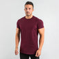 Cotton Plain Tops Tees Fitness Mens