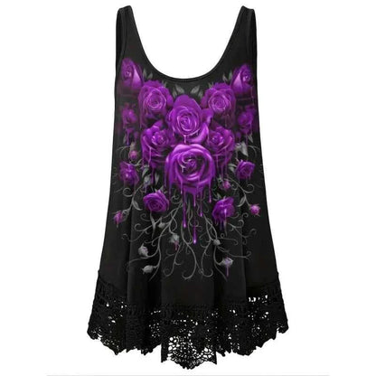 Plus Size Women's Lace Patchwork Sleeveless Vest