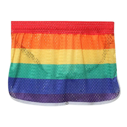 Men's Pajamas Shorts Skirts Breathable Mesh Elastic Underwear Boxer Shorts Sexy Homewear Men Sleep Bottoms Rainbow Shorts