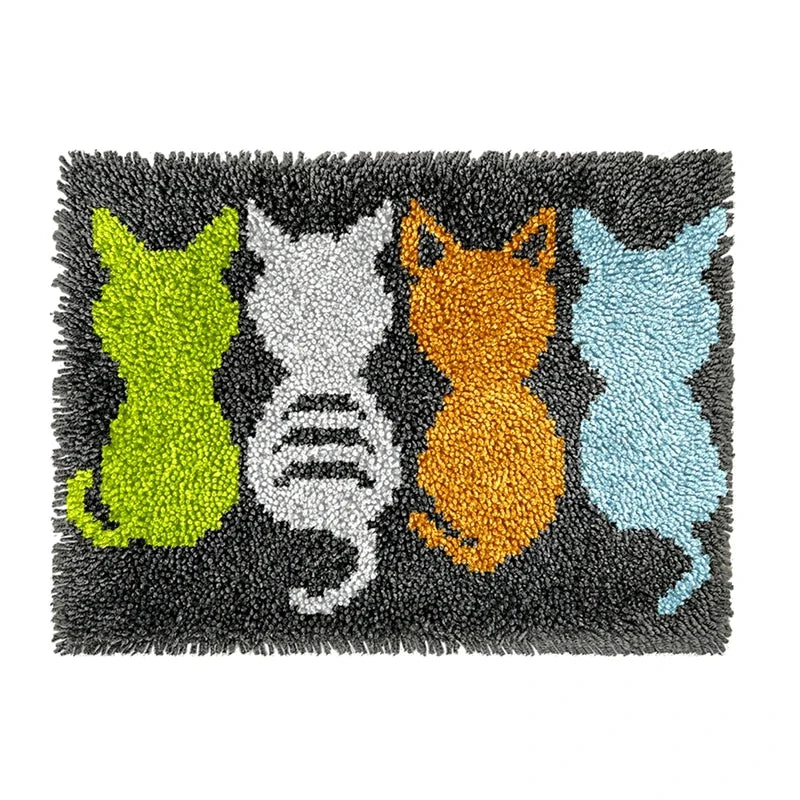 Latch Hook Rug Kit Crochet Carpet DIY Rug Crochet Yarn Kits Fashion Cartoon Pattern Gift Carpet Making Kit for Festival Carpet