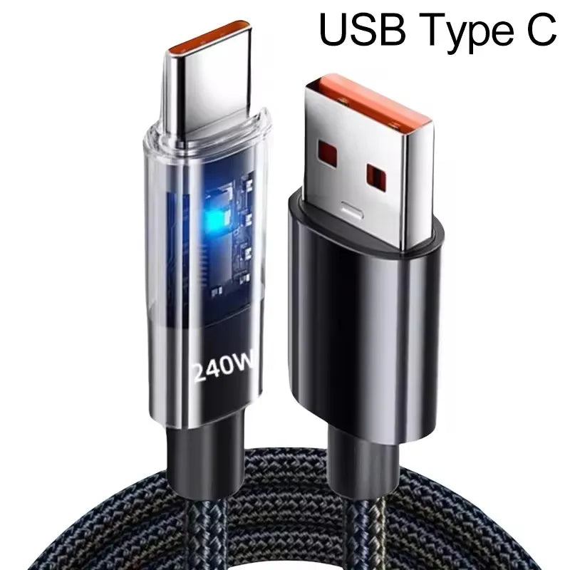 240W Nylon USB Type C Super Fast Charging Cable for Samsung Xiaomi