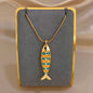 18K Gold Plated Stainless Steel Fish Pendant Necklace for Women