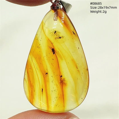 Natural Amber Pendant From Baltic Flower Yellow Amber Water Drop Women Men Jewelry Reiki Stone Women Men AAAAAAA