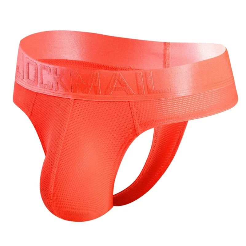 Sexy Men Underwear Jockstrap T-Back Thongs & G-Strings Tangas Mens Bikini Brief Nylon Mesh Fast Dry As Underwear or Swimwear