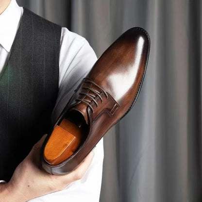 Business Casual Shoes Trend Patent Leather Men Wedding Shoes Gold Blue