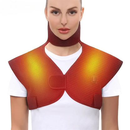 Heated Shawl Vest with Vibration Massager Adjustable Fit for Muscle Pain Relief Shoulder Neck Joint Warmth Recovery