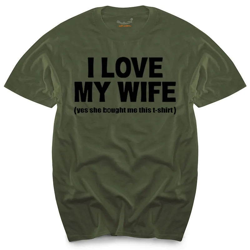 I LOVE MY WIFE FUNNY PRINTED MENS T SHIRT HUSBAND DAD GIFT IDEA NOVELTY WEDDING men's top tees