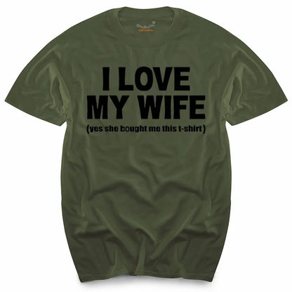 I LOVE MY WIFE FUNNY PRINTED MENS T SHIRT HUSBAND DAD GIFT IDEA NOVELTY WEDDING men's top tees