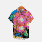 New men's street fashion summer daily shirt Hawaiian colorful rainbow print casual loose shirt short sleeved beach loose top