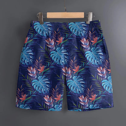 Men's Hawaiian 3D Plant Summer Pattern Beach Shorts Quick Dry Outdoor Casual Sports Shorts Fashion Men's Shorts