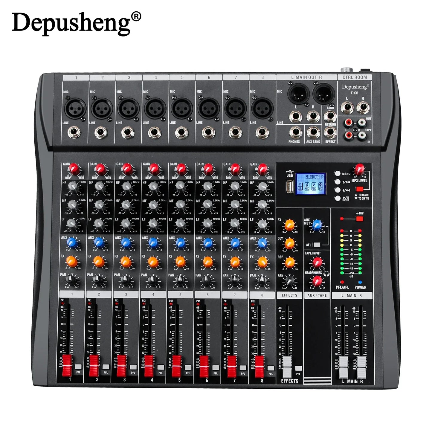 Audio Mixer 6/8/12 Channels Professional DJ Mixer LR Microphone/line