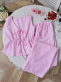 Summer Two Piece Set Women Striped V Neck Lace Up Sleeveless Blouse