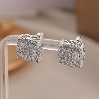 Delicate stud earrings for men and women Square accessories suitable for wedding parties go with everything