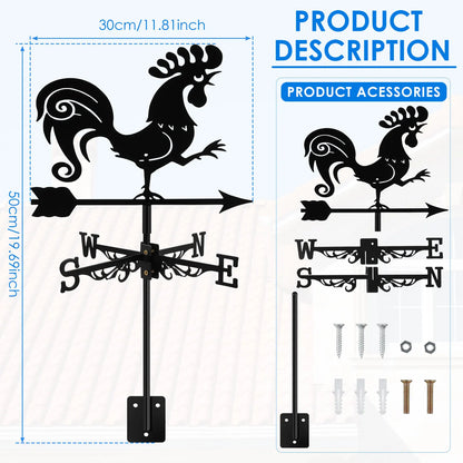 Metal Weather Vane Rustproof Cartoon Animals Sea Rover Wind Direction Indicator for Outdoor Patio Roof Gardens Decoration New