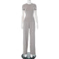 Casual Long Pants Suits Women O-Neck Short Sleeve T-Shirt Elastic