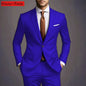 New Luxury Elegant Men's Suits 2 Piece Set Fashion Korean Casual Slim