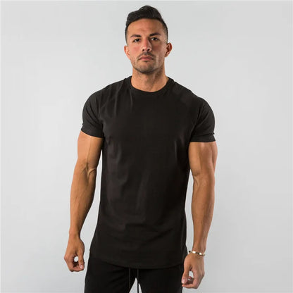 Cotton Plain Tops Tees Fitness Mens