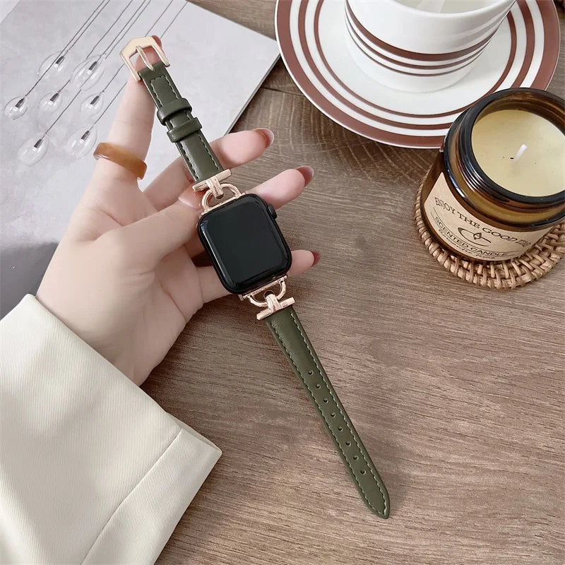 Apple Watch Slim Leather Band with Decorative Connectors