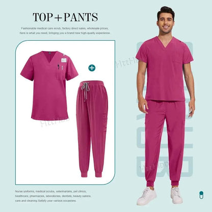 Unisex Nurse Scrubs Suit - Top & Pants