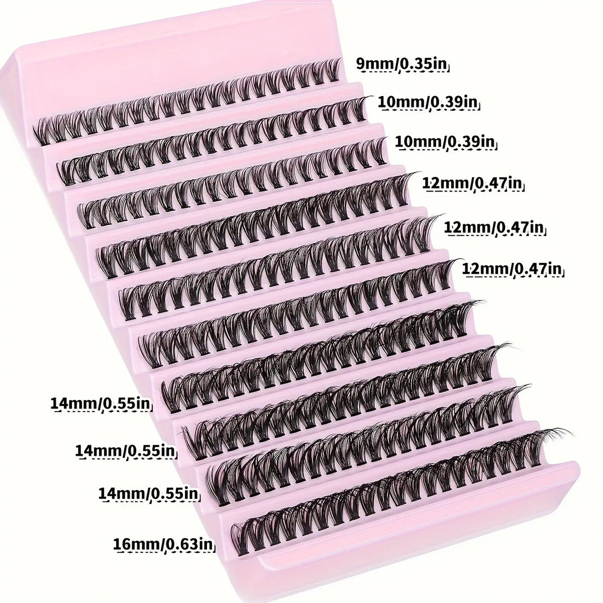 200pcs Lash Clusters Natural Look Wispy Lashes 9-16mm D Curl Eyelash Extensions Fluffy 3D Thick Volume False Eyelash