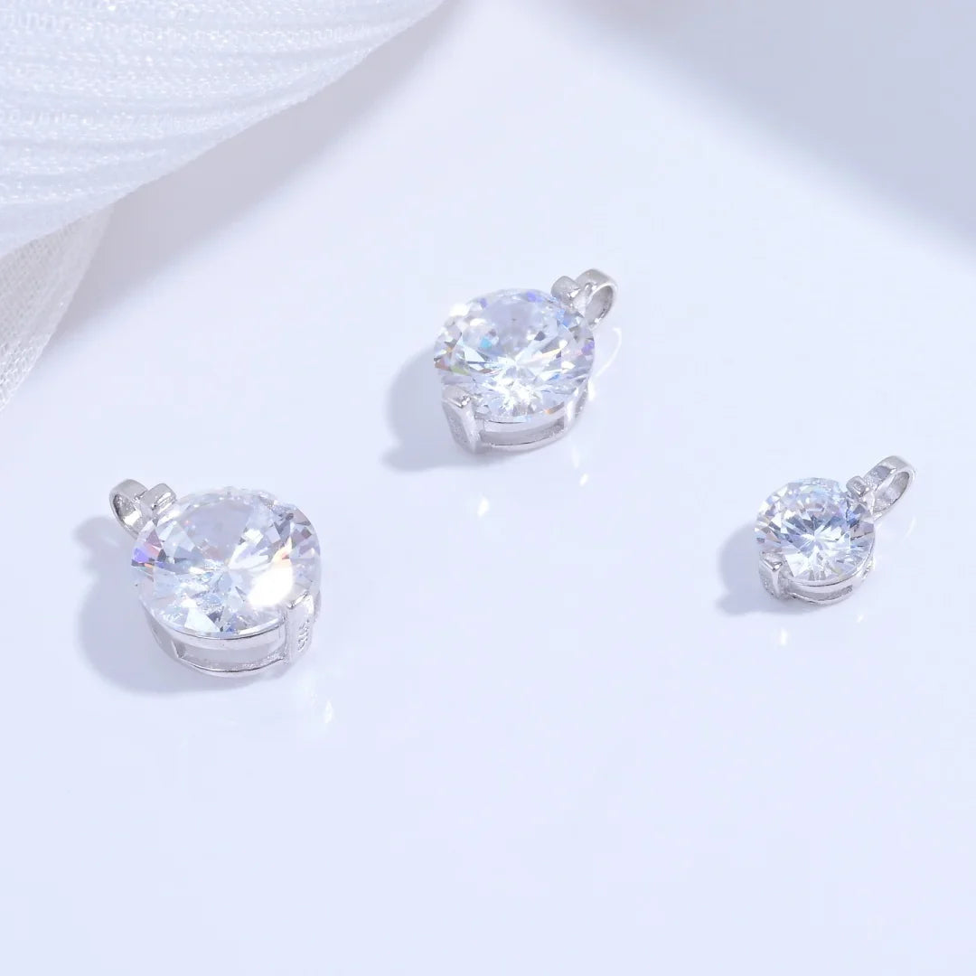 S925 Sterling Silver Inlaid Two-Claw Single Zircon Charm DIY Handmade Bracelet And Necklace Jewelry Accessories SD77