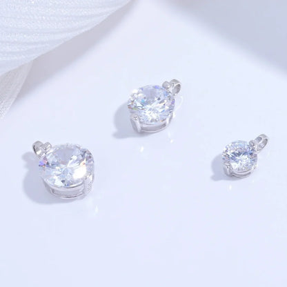 S925 Sterling Silver Inlaid Two-Claw Single Zircon Charm DIY Handmade Bracelet And Necklace Jewelry Accessories SD77