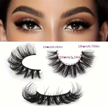 7 Pairs Lashes Fluffy Cat Eye Lashes Wispy 6D Volume False Eyelashes Soft Curly Fake Lashes For Daily Party Festival Makeup Use